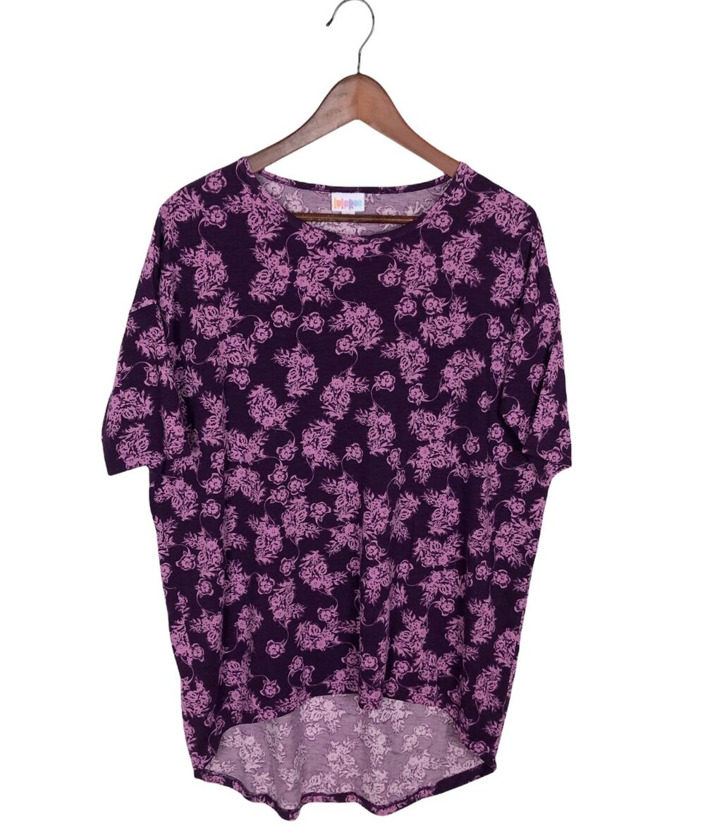 Lularoe Irma Purple Short Sleeve Blouse Top Women's Size XS